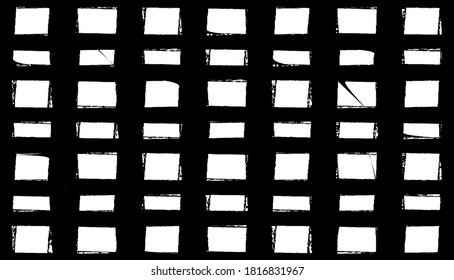 Rough, irregular texture composed of monochrome geometric elements. Overlay distressed grunge background. Abstract vector illustration. Isolated on white background. EPS10