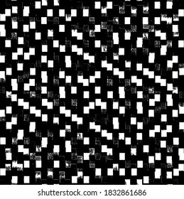 Rough, irregular texture composed of monochrome geometric elements. Overlay distressed grunge background. Abstract vector illustration. Isolated on white background. EPS10
