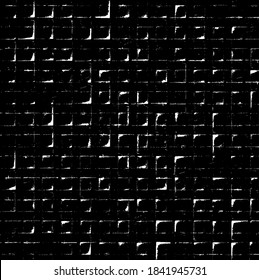 Rough, irregular texture composed of monochrome geometric elements. Overlay distressed grunge background. Abstract vector illustration. Isolated on white background. EPS10