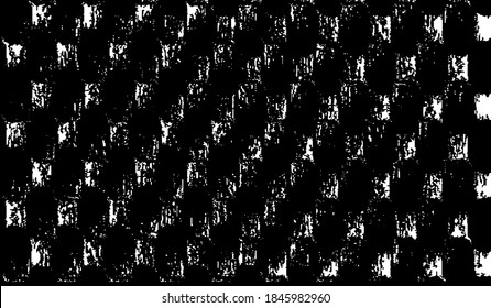 Rough, irregular texture composed of monochrome geometric elements. Overlay distressed grunge background. Abstract vector illustration. Isolated on white background. EPS10