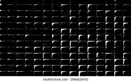 Textura rígida e irregular compuesta de elementos geométricos monocromos. Superponer el fondo gris angustiado. Ilustración del vector abstracto. Aislado sobre fondo blanco. EPS10
