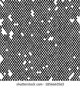Rough, irregular texture composed of monochrome geometric elements. Overlay distressed grunge background. Abstract vector illustration. Isolated on white background. EPS10