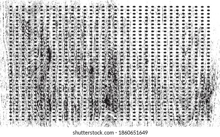 Rough, irregular texture composed of monochrome geometric elements. Overlay distressed grunge background. Abstract vector illustration. Isolated on white background. EPS10