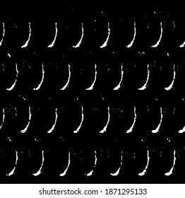 Reiche, unregelmäßige Textur aus monochromen geometrischen Elementen. Overlay bedrückter brüchiger Hintergrund. Abstrakte Vektorgrafik. Einzeln auf weißem Hintergrund. EPS10