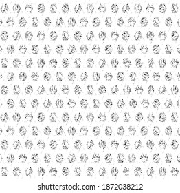 Textura rígida e irregular compuesta de elementos geométricos monocromos. Superponer el fondo gris angustiado. Ilustración del vector abstracto. Aislado sobre fondo blanco. EPS10