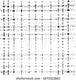Rough, irregular texture composed of monochrome geometric elements. Overlay distressed grunge background. Abstract vector illustration. Isolated on white background. EPS10