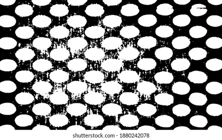 Rough, irregular texture composed of monochrome geometric elements. Overlay distressed grunge background. Abstract vector illustration. Isolated on white background. EPS10