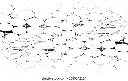 Rough, irregular texture composed of monochrome geometric elements. Overlay distressed grunge background. Abstract vector illustration. Isolated on white background. EPS10