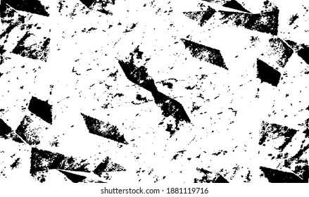 Rough, irregular texture composed of monochrome geometric elements. Overlay distressed grunge background. Abstract vector illustration. Isolated on white background. EPS10
