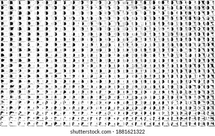 Rough, irregular texture composed of monochrome geometric elements. Overlay distressed grunge background. Abstract vector illustration. Isolated on white background. EPS10