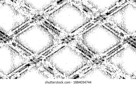 Rough, irregular texture composed of monochrome geometric elements. Overlay distressed grunge background. Abstract vector illustration. Isolated on white background. EPS10