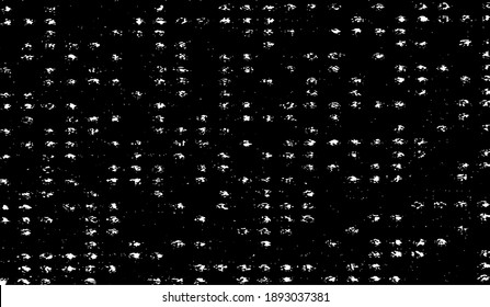 Textura rígida e irregular compuesta de elementos geométricos monocromos. Superponer el fondo gris angustiado. Ilustración del vector abstracto. Aislado sobre fondo blanco. EPS10