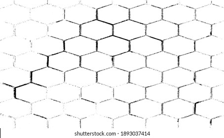 Rough, irregular texture composed of monochrome geometric elements. Overlay distressed grunge background. Abstract vector illustration. Isolated on white background. EPS10