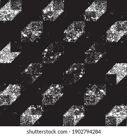 Rough, irregular texture composed of monochrome geometric elements. Overlay distressed grunge background. Abstract vector illustration. Isolated on white background. EPS10