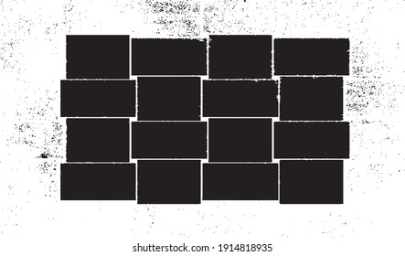Rough, irregular texture composed of monochrome geometric elements. Overlay distressed grunge background. Abstract vector illustration. Isolated on white background. EPS10