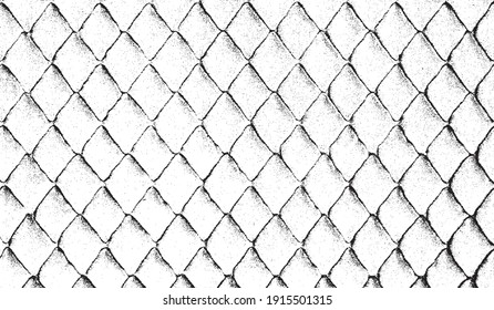 Textura rígida e irregular compuesta de elementos geométricos monocromos. Superponer el fondo gris angustiado. Ilustración del vector abstracto. Aislado sobre fondo blanco. EPS10