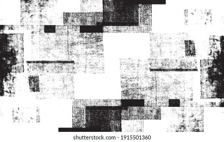 Rough, irregular texture composed of monochrome geometric elements. Overlay distressed grunge background. Abstract vector illustration. Isolated on white background. EPS10