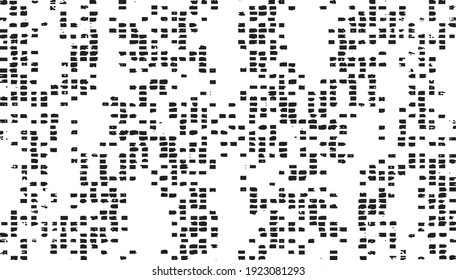 Rough, irregular texture composed of monochrome geometric elements. Overlay distressed grunge background. Abstract vector illustration. Isolated on white background. EPS10