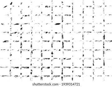 Rough, irregular texture composed of monochrome geometric elements. Overlay distressed grunge background. Abstract vector illustration. Isolated on white background. EPS10
