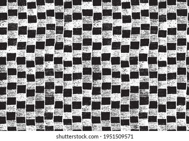 Textura rígida e irregular compuesta de elementos geométricos monocromos. Superponer el fondo gris angustiado. Ilustración del vector abstracto. Aislado sobre fondo blanco. EPS10
