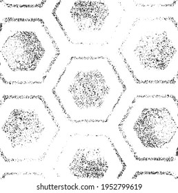 Rough, irregular texture composed of monochrome geometric elements. Overlay distressed grunge background. Abstract vector illustration. Isolated on white background. EPS10