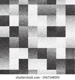Rough, irregular texture composed of monochrome geometric elements. Overlay distressed grunge background. Abstract vector illustration. Isolated on white background. EPS10