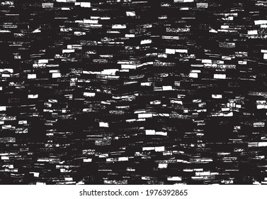 Rough, irregular texture composed of monochrome geometric elements. Overlay distressed grunge background. Abstract vector illustration. Isolated on white background. EPS10