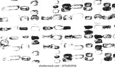 Rough, irregular texture composed of monochrome geometric elements. Overlay distressed grunge background. Abstract vector illustration. Isolated on white background. EPS10