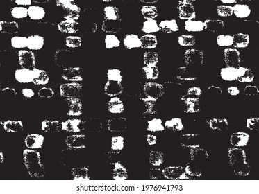 Rough, irregular texture composed of monochrome geometric elements. Overlay distressed grunge background. Abstract vector illustration. Isolated on white background. EPS10