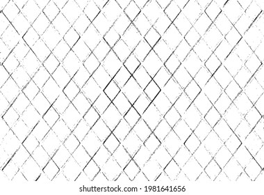 Rough, irregular texture composed of monochrome geometric elements. Overlay distressed grunge background. Abstract vector illustration. Isolated on white background. EPS10