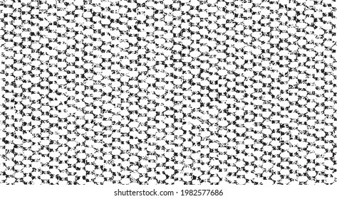Reiche, unregelmäßige Textur aus monochromen geometrischen Elementen. Overlay bedrückter brüchiger Hintergrund. Abstrakte Vektorgrafik. Einzeln auf weißem Hintergrund. EPS10