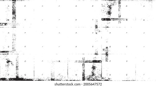 Rough, irregular texture composed of monochrome geometric elements. Overlay distressed grunge background. Abstract vector illustration. Isolated on white background. EPS10
