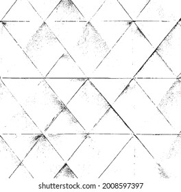 Rough, irregular texture composed of monochrome geometric elements. Overlay distressed grunge background. Abstract vector illustration. Isolated on white background. EPS10