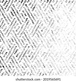 Rough, irregular texture composed of monochrome geometric elements. Overlay distressed grunge background. Abstract vector illustration. Isolated on white background. EPS10