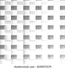 Rough, irregular texture composed of monochrome geometric elements. Overlay distressed grunge background. Abstract vector illustration. Isolated on white background. EPS10