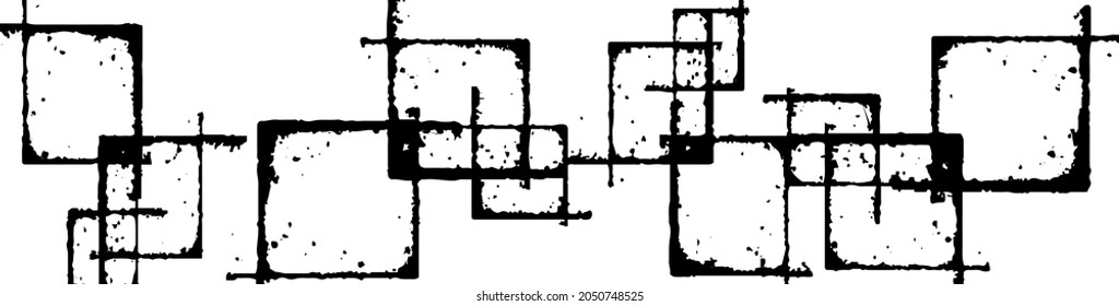Rough, irregular texture composed of monochrome geometric elements. Overlay distressed grunge background. Abstract vector illustration. Isolated on white background. EPS10