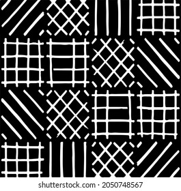 Rough, irregular texture composed of monochrome geometric elements. Overlay distressed grunge background. Abstract vector illustration. Isolated on white background. EPS10
