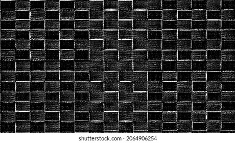 Rough, irregular texture composed of monochrome geometric elements. Overlay distressed grunge background. Abstract vector illustration. Isolated on white background. EPS10