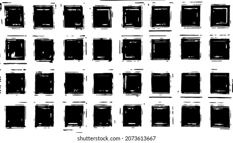 Rough, irregular texture composed of monochrome geometric elements. Overlay distressed grunge background. Abstract vector illustration. Isolated on white background. EPS10
