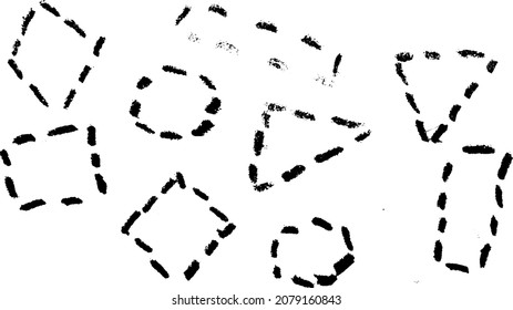 Rough, irregular texture composed of monochrome geometric elements. Overlay distressed grunge background. Abstract vector illustration. Isolated on white background. EPS10