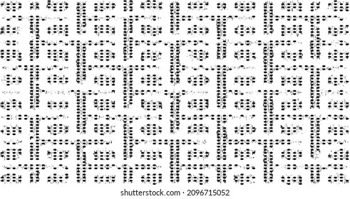 Rough, irregular texture composed of monochrome geometric elements. Overlay distressed grunge background. Abstract vector illustration. Isolated on white background. EPS10