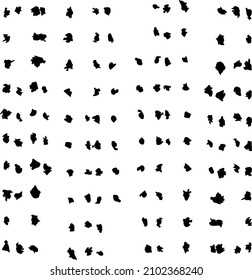 Rough, irregular texture composed of monochrome geometric elements. Overlay distressed grunge background. Abstract vector illustration. Isolated on white background. EPS10