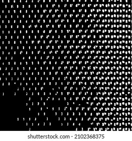 Rough, irregular texture composed of monochrome geometric elements. Overlay distressed grunge background. Abstract vector illustration. Isolated on white background. EPS10