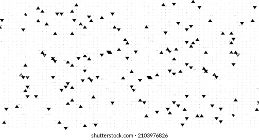 Rough, irregular texture composed of monochrome geometric elements. Overlay distressed grunge background. Abstract vector illustration. Isolated on white background. EPS10