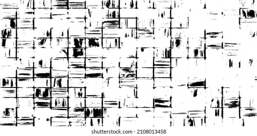Rough, irregular texture composed of monochrome geometric elements. Overlay distressed grunge background. Abstract vector illustration. Isolated on white background. EPS10
