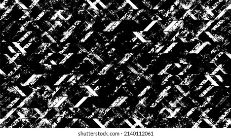 Textura rígida e irregular compuesta de elementos geométricos monocromos. Superponer el fondo gris angustiado. Ilustración del vector abstracto. Aislado sobre fondo blanco. EPS10