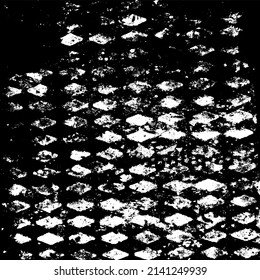 Rough, irregular texture composed of monochrome geometric elements. Overlay distressed grunge background. Abstract vector illustration. Isolated on white background. EPS10
