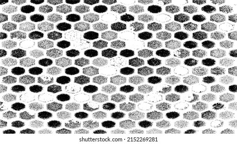 Rough, irregular texture composed of monochrome geometric elements. Overlay distressed grunge background. Abstract vector illustration. Isolated on white background. EPS10
