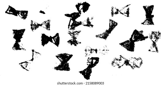 Rough, irregular texture composed of monochrome geometric elements. Overlay distressed grunge background. Abstract vector illustration. Isolated on white background. EPS10