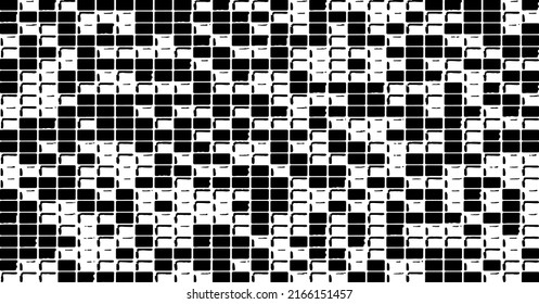 Rough, irregular texture composed of monochrome geometric elements. Overlay distressed grunge background. Abstract vector illustration. Isolated on white background. EPS10